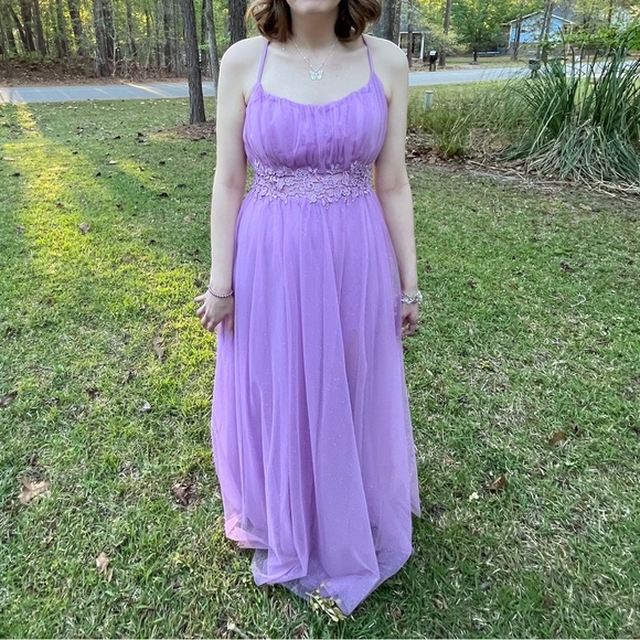 City Triangles Elegant Lavender Evening Gown Prom Dress Tulle Embroidered Floral - Picture 1 of 16